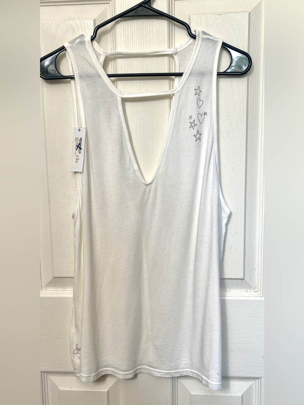 SoulCycle Women's "Soul in Love" Double V Tank Top White Size Large NWT